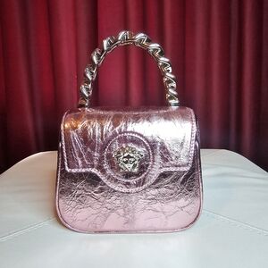 Versace Metallic Pink Medusa Top Handle mini bag